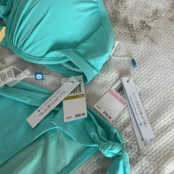 Bleu Rod Beattie Goddess Tie Front Underwire Bikini Top Size 40D & Bottom Sz 14 - Picture 8 of 8